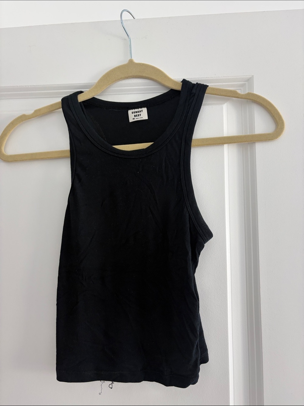 Sunday Best Black Ribbed Scoop Tank